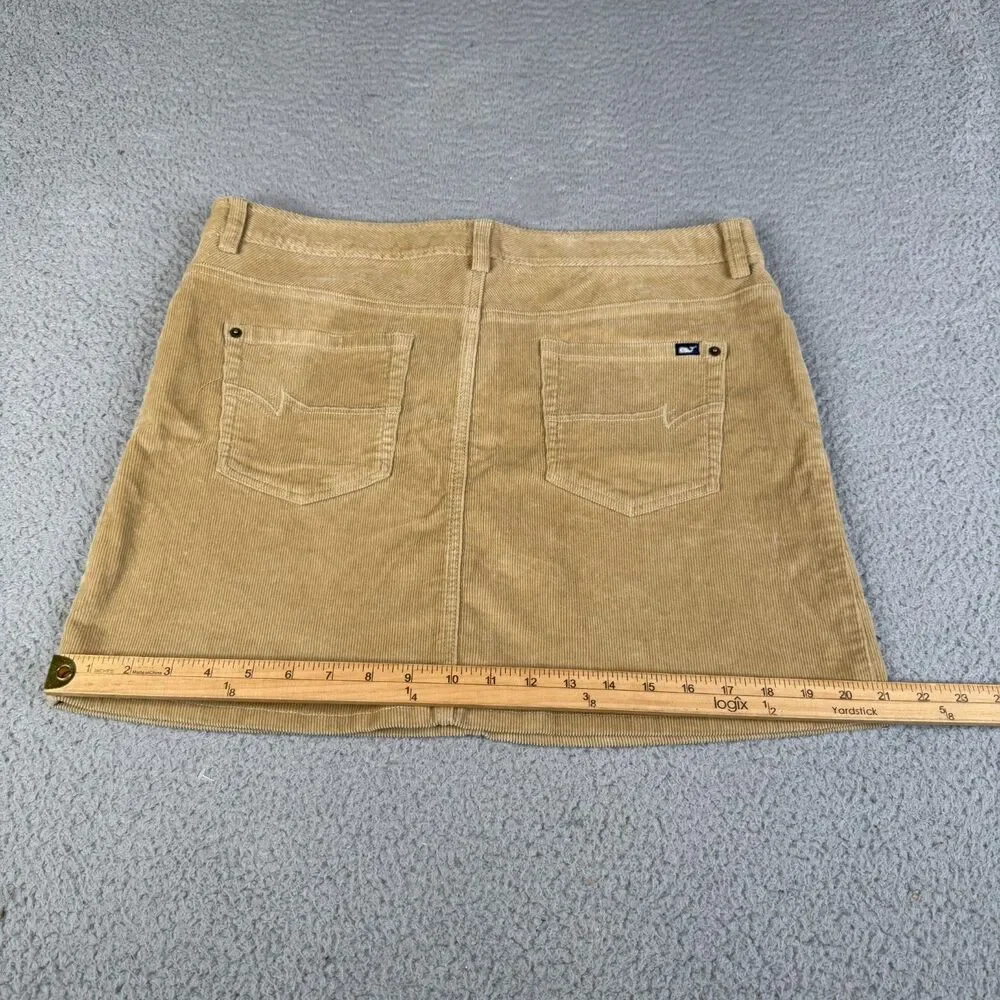 Vineyard Vines Corduroy Skirt 12 Beige Khaki Sand 5 Pocket Zip Fly Stretch